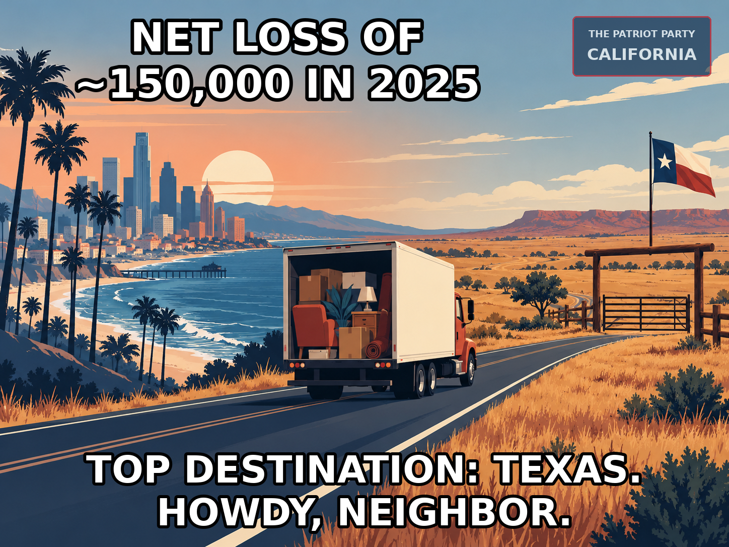 Meme: California population loss, Texas top destination